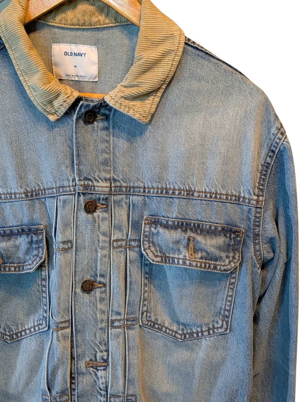 Old Navy Light Blue Denim Jacket with Tan Corduroy Collar
